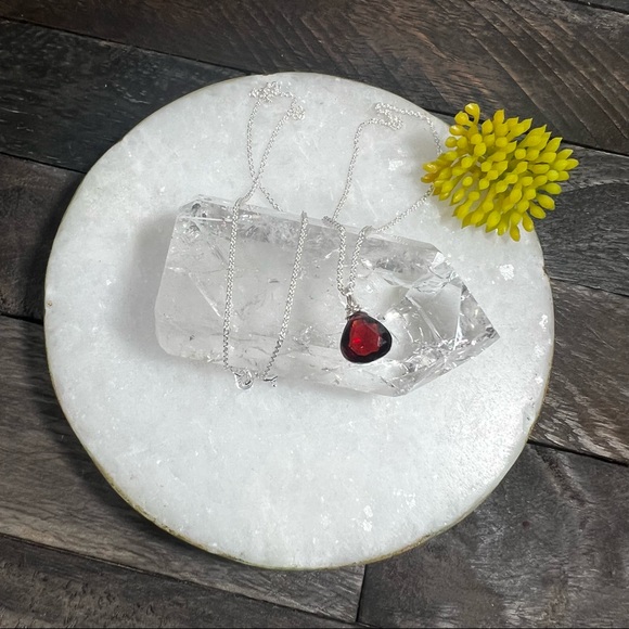 Red Garnet Sterling Silver Necklace - Picture 4 of 11